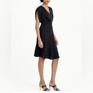 J Crew Felicity Drapey Matte Crepe Midi Cocktail Formal Dress Black Size 12